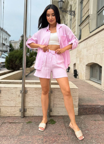 Базовый легкий летний повседневный костюм двойка: рубашка + шорты Tik-Tak (342113397)