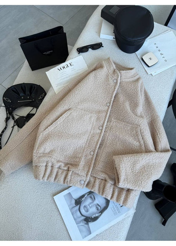 Женский бомбер букле на кнопках (364550210)