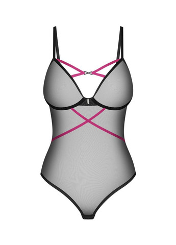 Боді Obsessive Novenes teddy, M/L, прозоре, чашки на кісточках, декор у вигляді стрічок No Brand (303895782)