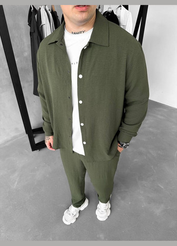 Оливковый (хаки) летний костюм: брюки и рубашка из легкого дышащего материала с рубашкой, брючный Україна