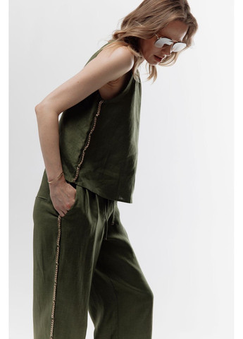 Лляний топ вільного крою - Зелений, XS Juli Briz (361253384)