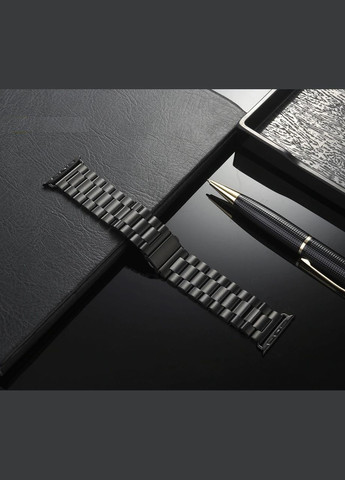 Браслет / ремінець металевий для Apple Watch (сумісний) 38, 40, 41, 42, 44, 45 мм. Чорний колір No Brand (370101541)