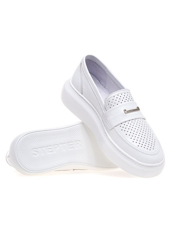 Stepter Лофери жіночі 8420/WHITE білий з натуральна шкіра, україна — літо (295291595)
