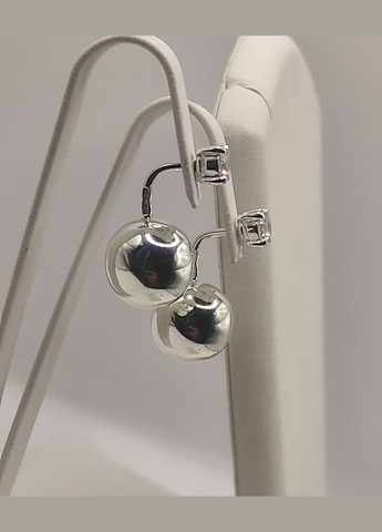 Срібні сережки з кульками та каменем. Shiny шк5 No Brand (331145288)