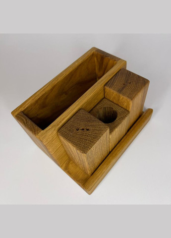 Кухонний набір Дерев'яна дубова серветниця солянка перечниця тримач зубочисток Коричневий 15 см х 11 см х 9 см Finding (316248710)