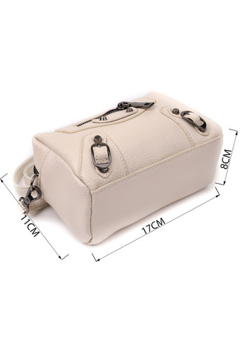 Компактная женская сумка с трендовым декором из натуральной кожи 22923 Белый Vintage (356452069)