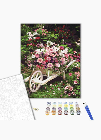 Картина за номерами Квіти Садовий візок з квітами 40х50 см Живопис за номерами на полотні BS8847 Brushme (308988720)