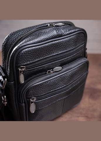 Шкіряна сумка крос боді чоловіча месенджер через плече чорна 14992 Vintage (329198839)