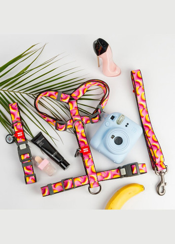 Повідець для собак нейлоновий Nylon, малюнок "Банани на рожевому", L-XXL, Ш 25 мм, Дов 122 см WAUDOG (322642434)