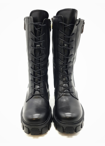 Жіночі черевики на овчині чорні шкіряні EG-17-1 24 см (р) Egga (259299529)