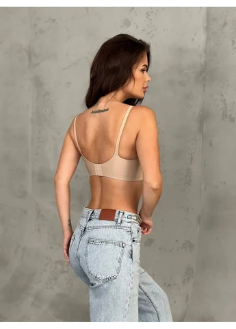 Бежевий безшовний жiночий бюстгальтер бежевого кольору 36866 Fashion мікрофібра