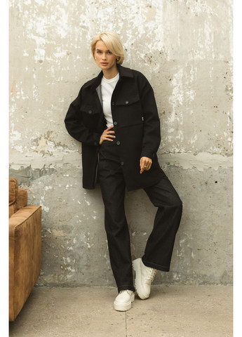 Черное демисезонное Пальто-рубашка 2044.5334 Seventeen