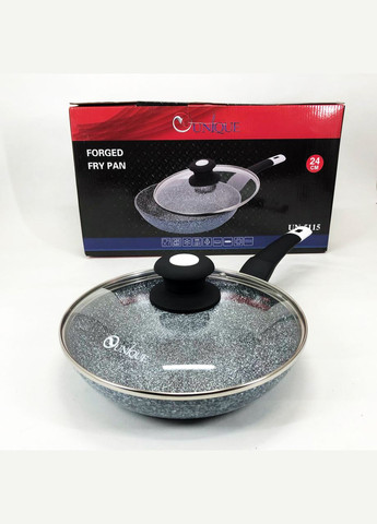 Сковорода UN-5115-24 см із кришкою/граніт світлий Unique (364663700)