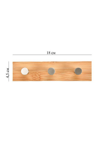 Крючок тройной из нержавеющей стали на клейкой основе прямой натуральный бамбук (NR0144_3) No Brand (303898359)