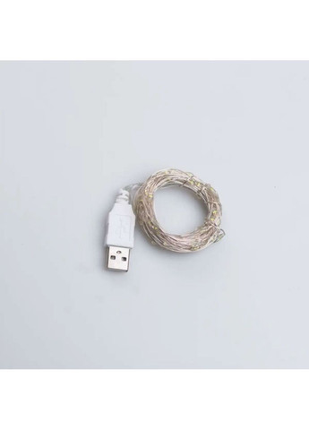 Гирлянда роса 10 метров USB на 100 led светодиодов капля белый провод белая Jooki (362672757)