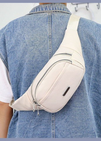 Бананка на три відділи поясна сумка через плече біла No Brand (303606030)