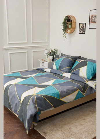 Комплект постельного белья King Size 220x240 наволочки 2х40х60 Микросатин Premium (MS-820001458) Moon&Star Triangles (285718033)