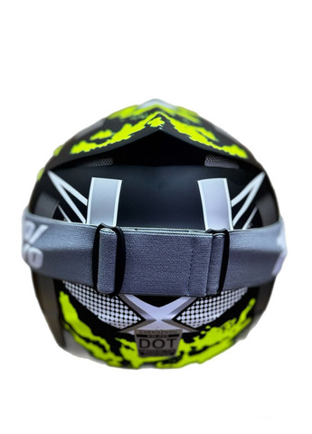 Мотошолом ендуро кросовий Helmet Green + окуляри Profi Gray комплект No Brand (371920997)