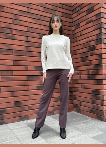 Молочний трикотажний фактурний джемпер молочного кольору 1329 Cat Orange