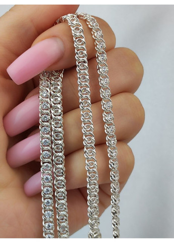 Срібний жіночий ланцюжок 925 проби Арабський бісмарк з камінням 45 см No Brand (366664910)