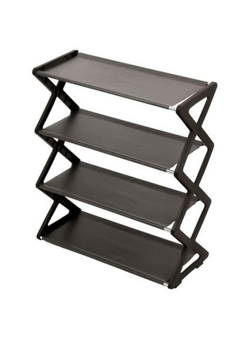 Полиця для взуття 4 яруси чорна із пластику ProDobro (365440448)
