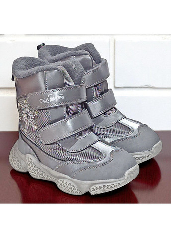 Зимові дутики на овчині сноубутси зимові черевики на липучках для дівчинки Казка L&D (365578831)