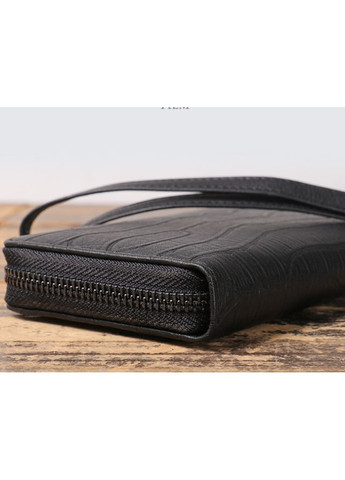 Мужской кожаный клатч-кошелек на молнии из натуральной кожи крокодила черный No Brand (351536917)