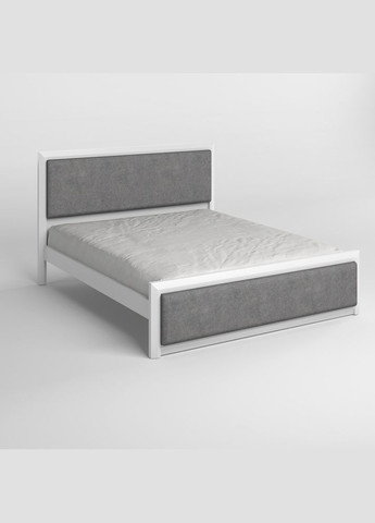 Двоспальне дерев'яне ліжко Барселона Б4 (RAL9003)/Аляска 93 (Сірий) 140х190 см (MBG-13998) Mebigrand (368278251)