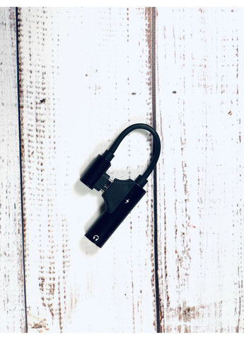 Переходник сплиттер 2 в 1 USB-C Type C в 3.5mm Jack AUX Audio адаптер для зарядки и прослушивания музыки black China (366874366)