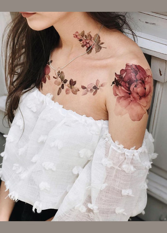 Временная татуировка "Фиолетовое настроение: роскошный пион" (AS-7002) BeriDari (340466821)