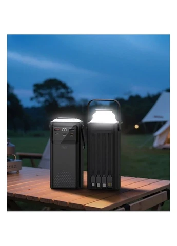 Powerbank PR285 30000mAh Четыре встроенных кабеля + LED дисплей и фонарик Черный (714809) XO (374593526)