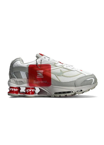 Сірі Осінні кросівки чоловічі nike x No Brand Supreme Shox Ride 2 SP Grey White Red