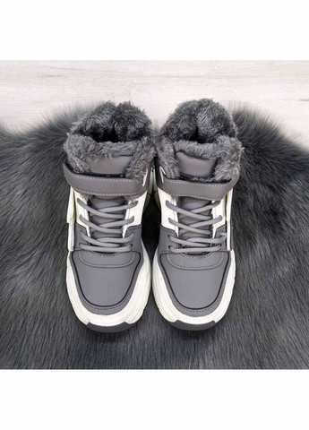 Серые повседневные зимние ботинки зимние детские для девочки Канарейка