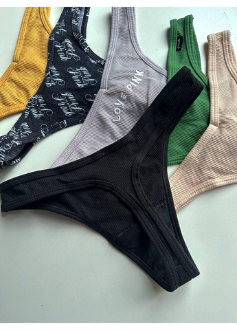 Трусики-стринги женские PINK черные XS Victoria's Secret (316659267)