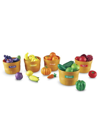 Игровой набор из пластика Фрукты и овощи в ведрах (25 фигурок, 5 ведер), бренд Develos Learning Resources (364976109)