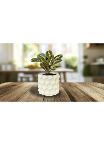 Квітковий горщик 3d, Razorix, круглий 12 x 11 cm, Колір Білий 3D Lux Studio (389599571)