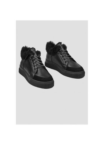 Чорні зимові кеди (черевики) на овчині натуральна шкіра/замша р. (81907ch) Vm-Villomi