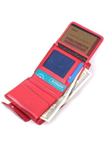 Компактний жіночий гаманець із фактурної натуральної шкіри 10,7х9,2х2 см Karya (315871026)