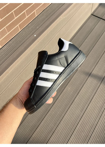 Черные демисезонные кроссовки мужские adidas superstar black адидас суперстар No Brand