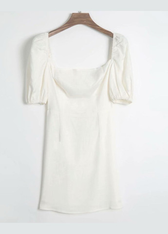Белое платье с пышным рукавом 110318 белый No Brand