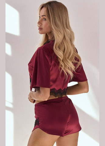 Бордовый демисезонный комплект белья (топ, шортики) Livia Corsetti