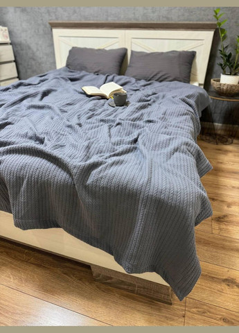 Хлопковое покрывало на кровать Полуторный Графит (ВЕ2201В01) No Brand (308754601)