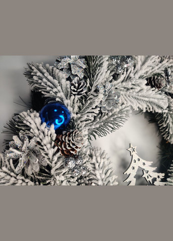 Різдвяний новорічний вінок 40см. з Натуральним декором Святковий для інтер'єру, дверей, столу в Фірмовій упаковці Vela (273469377)