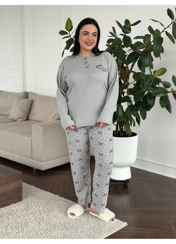 Серая всесезон домашний костюм-пижама plus size Vakko