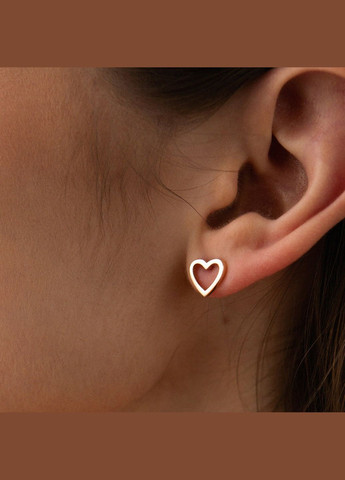 Сережки - пусети Сердечки у жовтому золоті с08171 Oniks (264023799)