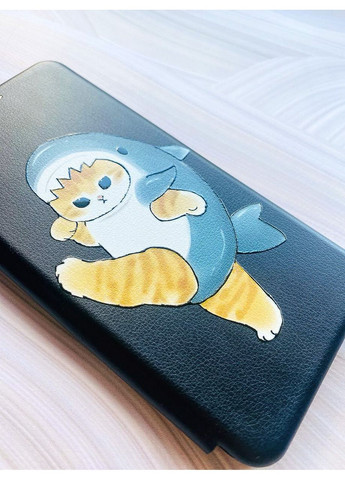 Чохол-книжка чорний з малюнком на Samsung Galaxy A32 5G Котик акула (принт 380) Creative (360667480)