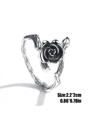 Дизайнерська стильна каблучка жіноча Вінтажна Чорна Троянда квітка каблучка для дівчини розмір регульований Fashion Jewelry (285110626)