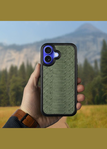 Шкіряна накладка ExBacker Python Scales для Apple iPhone 16 Оливковий (78235) Stenk (336212062)
