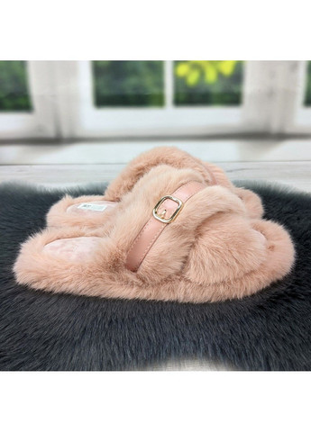 Персиковые тапочки женские домашние меховые Lion