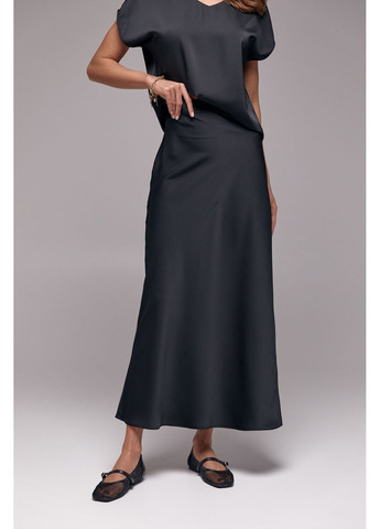 Черная юбка шелк-сатин 3012 Triko Bakh